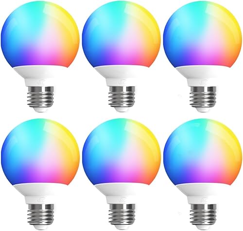 Miniatura 1 de ILC Bombillas de globo G25, bombillas de vanidad controladas por aplicación a través de malla Bluetooth, 1600 millones de colores, 600 lm, 6 W,