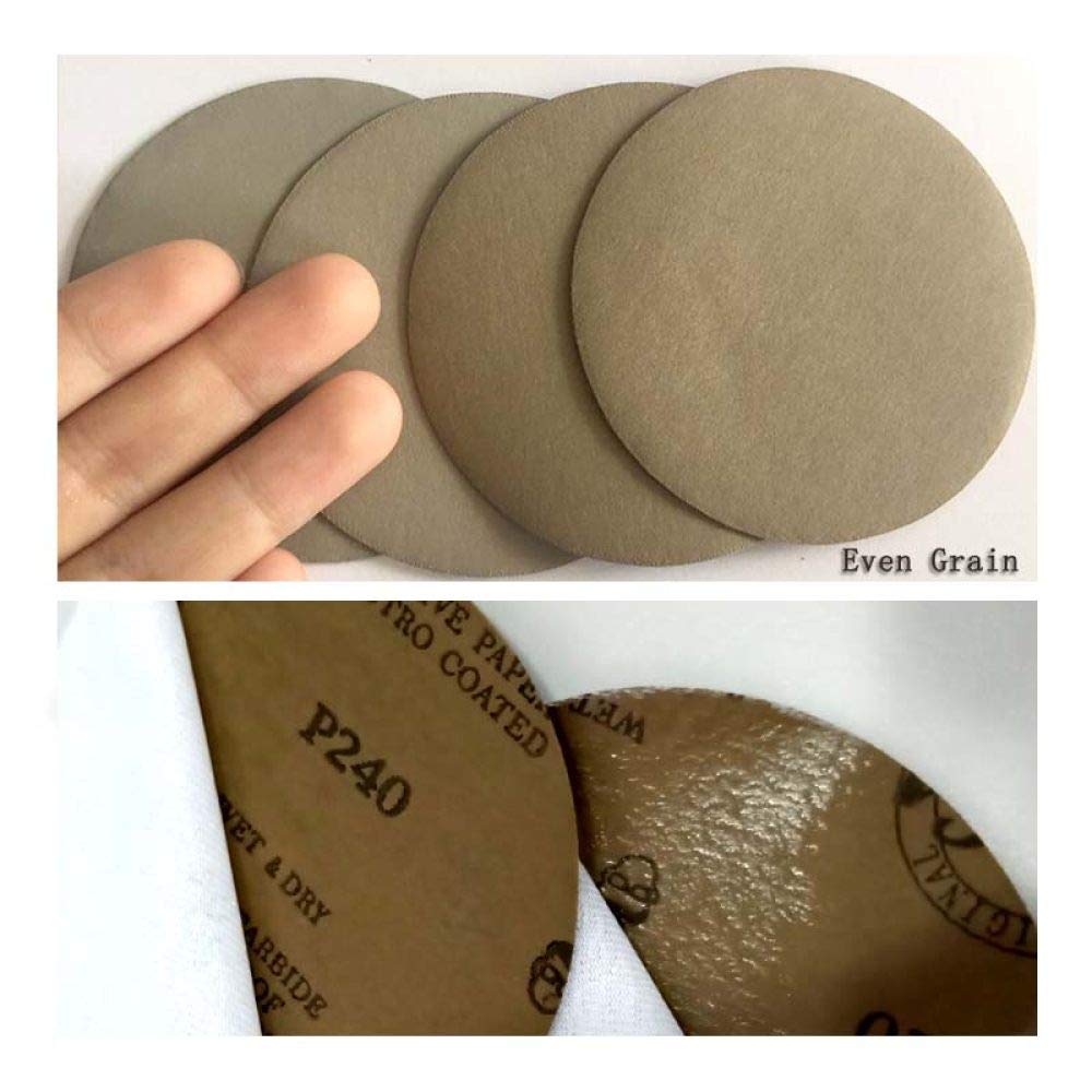 50 piezas de 2 pulgadas surtidas de papel de lija resistente al agua con gancho y bucle de carburo de silicio para lijado húmedo o seco, grano 60