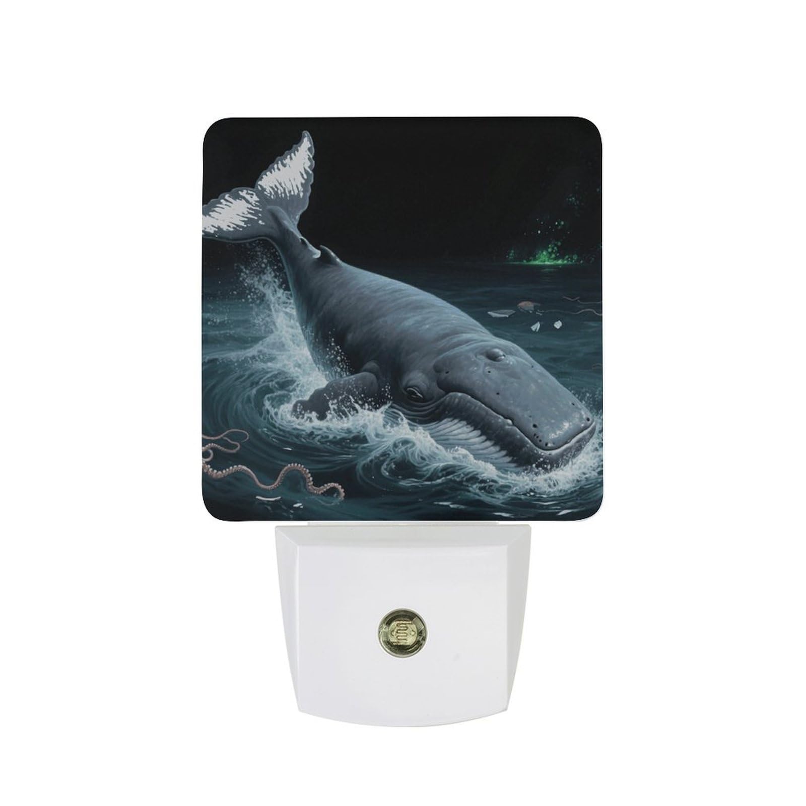 FodPand Night Light Plug Into Wall with Dusk to Dawn Sensor 0.5w Modern LED Underwater Whale Plug in Night Lamp Warm White Glow Nightlight for Bedroom Hallway Kitchen Bathroom Stairs Corridor