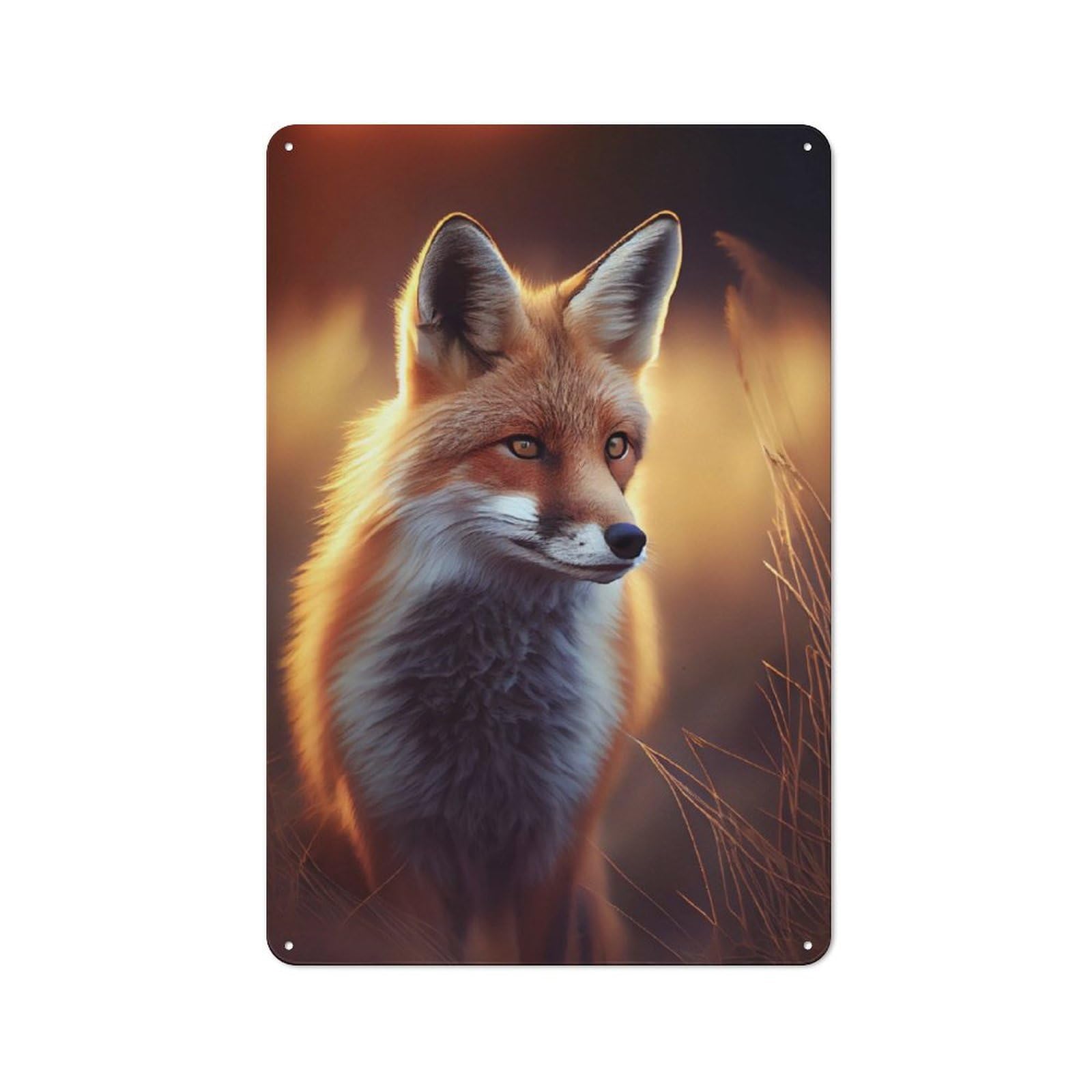 Rustic Fox Animal Cute Tin Wall Sign 30x20cm, Kitchen Wall Decor for Bakery, Diner, Cafe Or Family Room