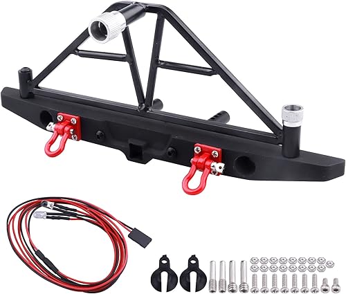 Miniatura 8 de Juego de soportes de parachoques delantero de metal con cabrestante y luces LED blancas de 0.197 in para TRX-4 Axial SCX10 SCX10 II 90046 SCX10 III
