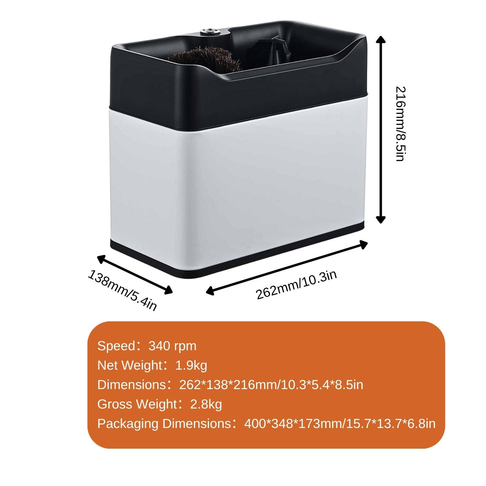 Macchina per la Pulizia dei Fondi di caffè – Pulitore Elettrico ad Alta capacità con 3 Raschietti e 3 modalità di Fissaggio (51mm e 58mm); Ideale per Bar e Uso Domestico White