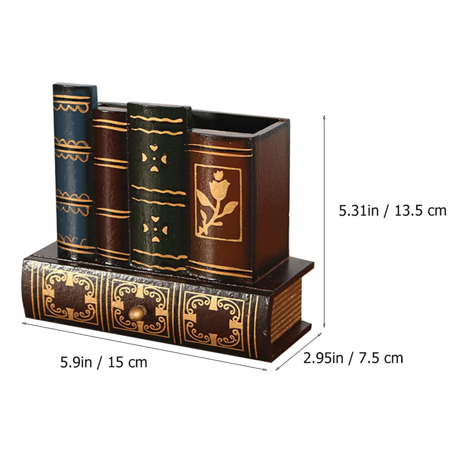 Portalápices de Madera Vintage con Cajón Multifuncional para Escritorio y Oficina