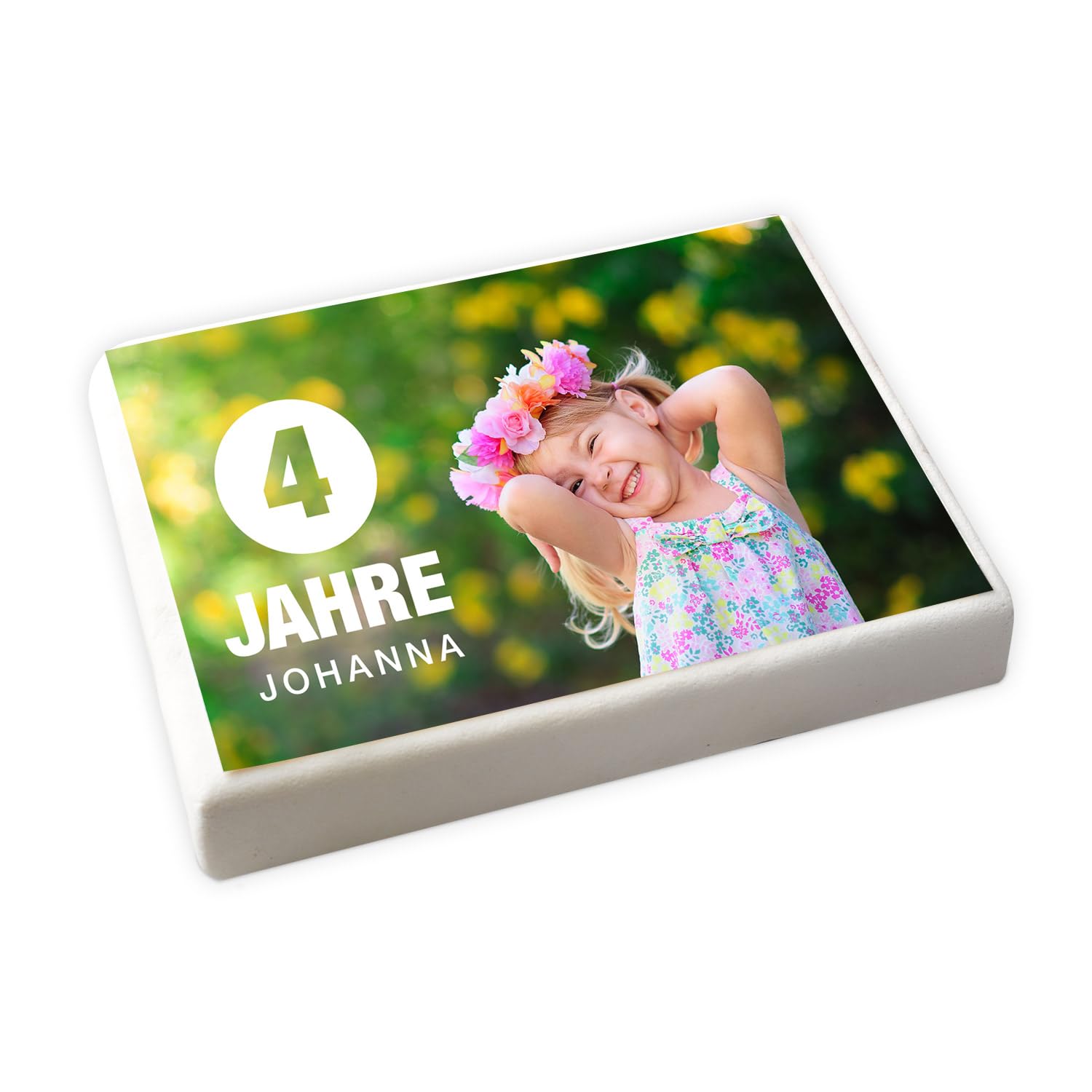 Fototorte-24 Fototorte Mit Kakaoboden & Vanille Rollfondant (20 cm x 27 cm) | Tortenboden fertig, Kuchen Deko, Tortenbild essbar eigenes Foto, Tortenaufleger personalisiert