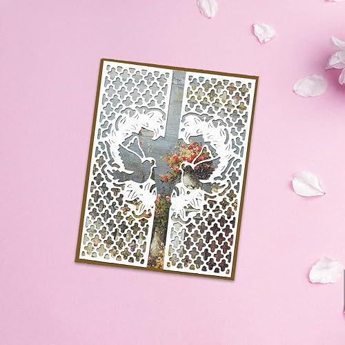 Miniatura 8 de Hying Troqueles de corte de marco de flores y hojas para hacer tarjetas, marco rectangular troquelado, cuadrícula hueca a cuadros, plantillas en