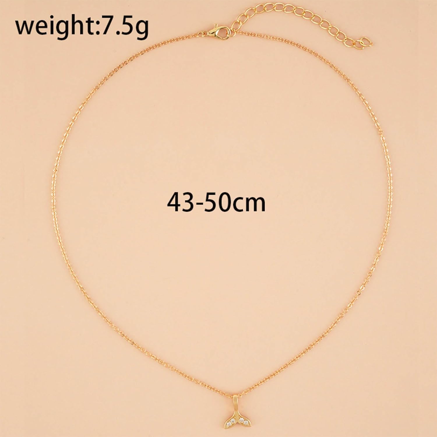 YienDoo Boho Fishtail Necklace Choker Gold Mermaid Tail Pendant Necklace Minimalist Tiny Rhinestone Fishtail Charm Choker Cute Whale Dolphin Tail Necklace Beach Jewelry for Women - Image 7