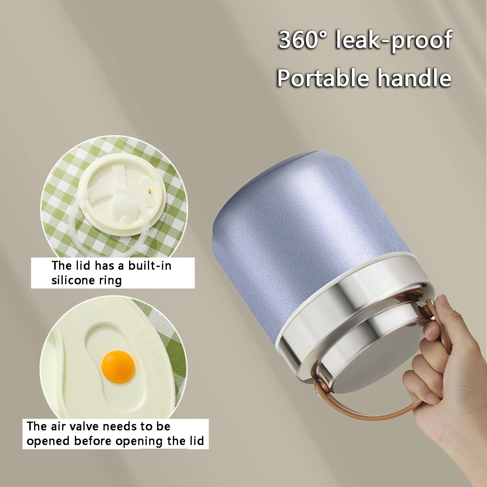 Thermo Lunchbox Edelstahl, Auslaufsicherer(Blau-Lila,1600ML)