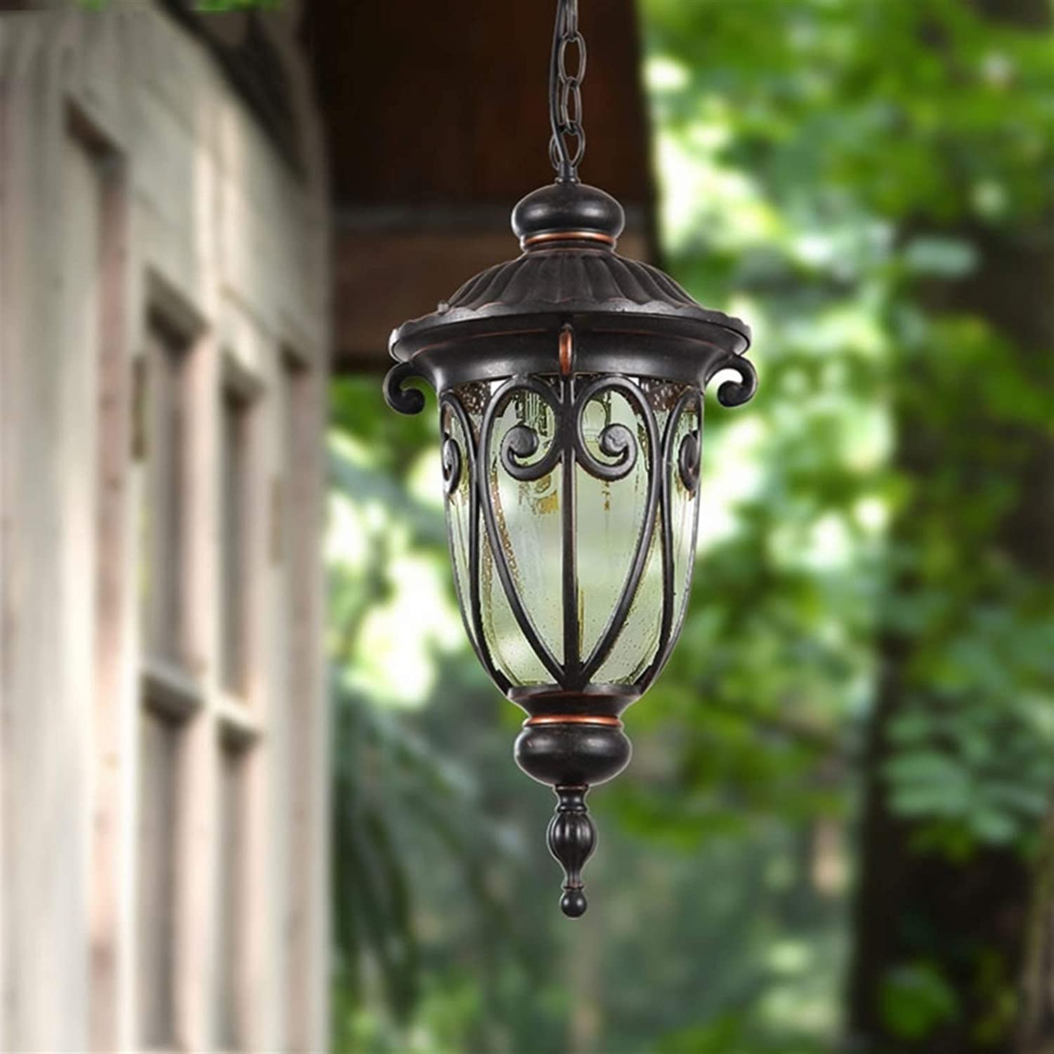 Suspension extérieure imperméable LED E27 lustre de plafond rétro lanterne villa - 6