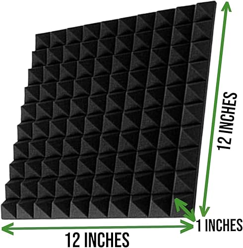 Miniatura 3 de Estudio de insonorización piramidal (juego de 18) espuma acústica de 1 x 1 pies - 1 pulgada (negro)