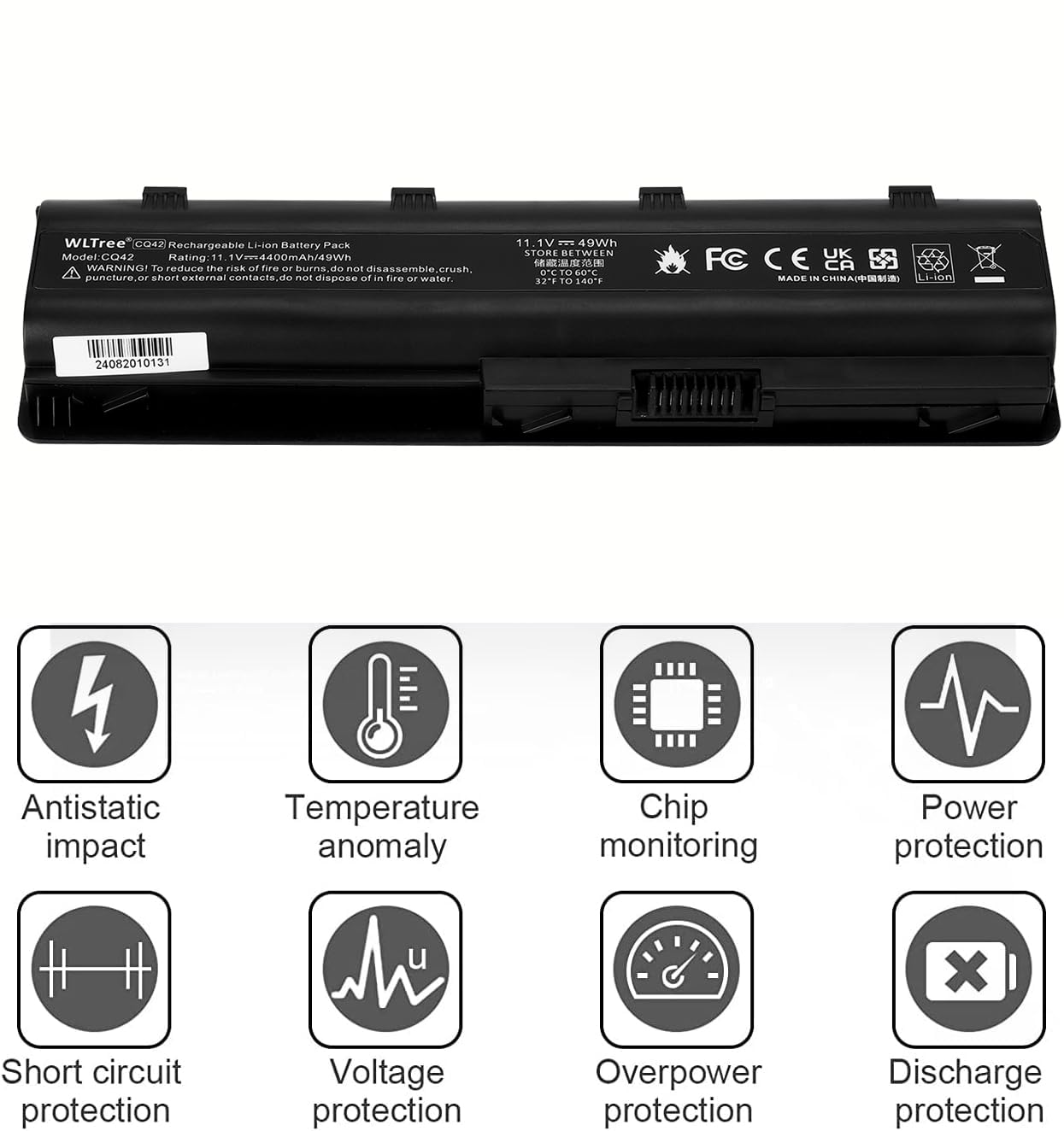 MU06 CQ42 593553-001 Batteria per HP G62 G72 Pavilion G6 G7 MU09 593554-001 593562-001 636631-001 HSTNN-LB0W HSTNN-Q62C Compaq Presario CQ32 CQ43 CQ56 CQ58 CQ62 CQ72 CQ57 G32 G42 Battery