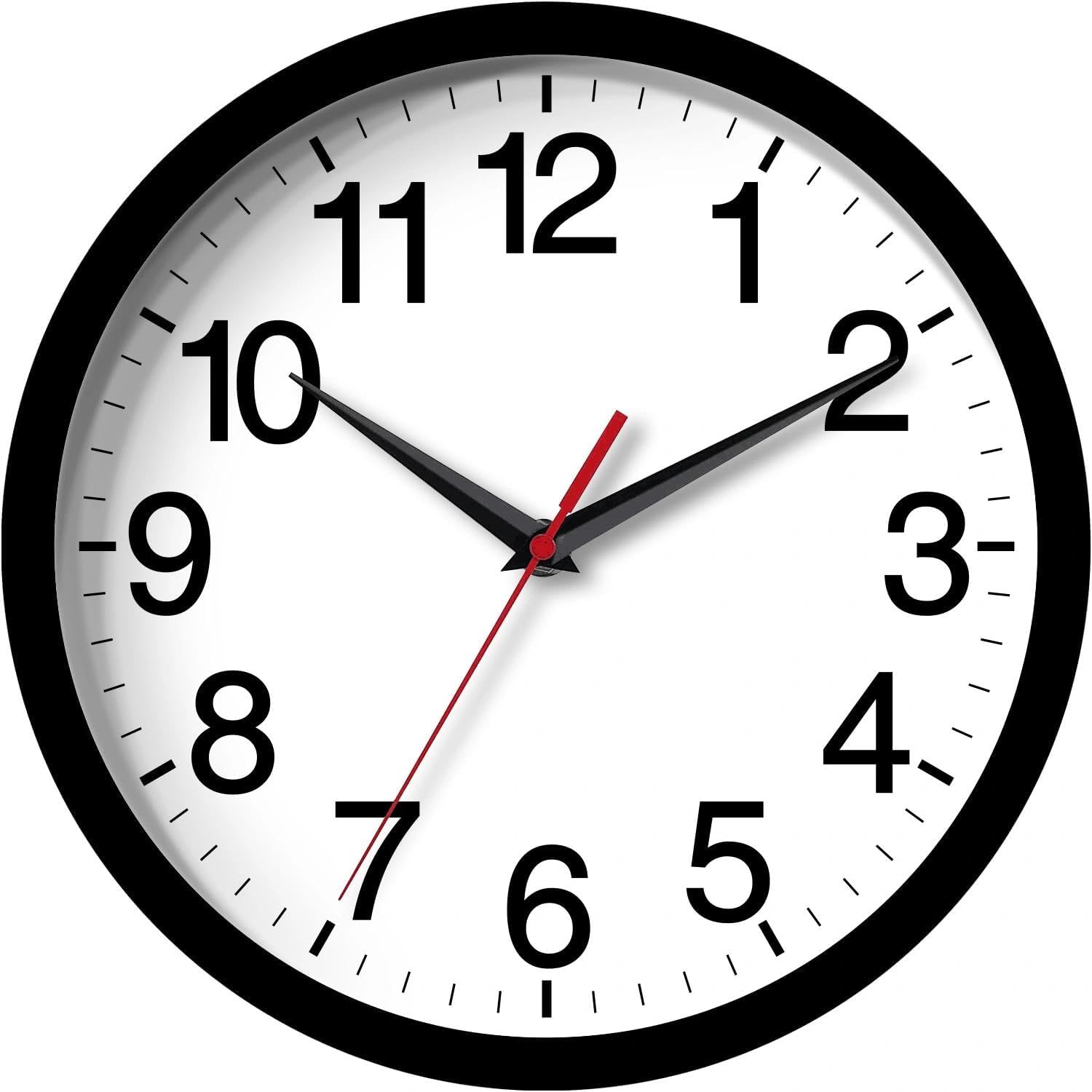 Rohioue Wall Clock Modern 8 Inch Battery Operated Silent Non Ticking Small Analog Clock for Living Room Office Home Bedroom Kitchen Bathroom(Black)