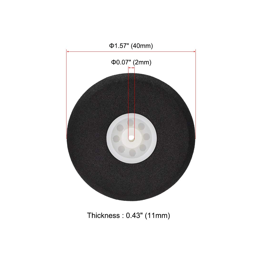 Sourcing Map Ruote In Spugna Per Aerei RC - 6 Pezzi - Diametro 40mm, Foro Asse 2mm - Modellismo Aerei Ed Elicotteri - 5