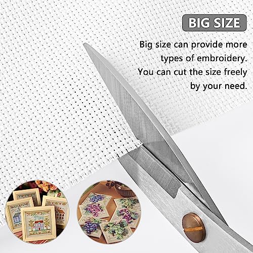 Image of Cross Stitch Aida Fabric 16 Count, 59 by 39 Inch Large Size, Classic Reserve Cross Stitch Aida Cloth for Home DIY Embroidery Decoration