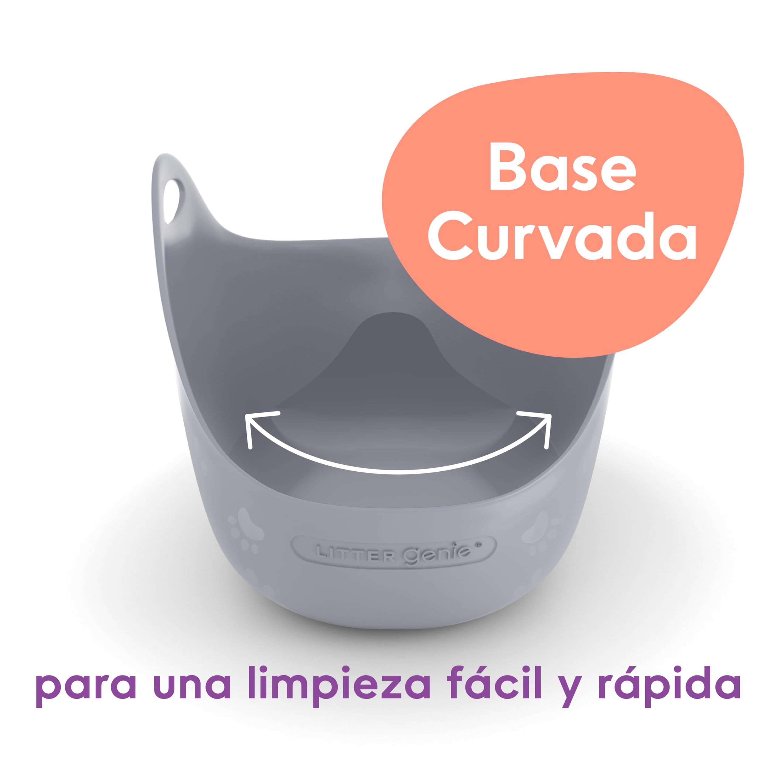 Litter Genie LitterBox Grey - Bandeja de Arena para Gatos, diseño Elegante y práctico, fácil Vaciado, Incluye Pala