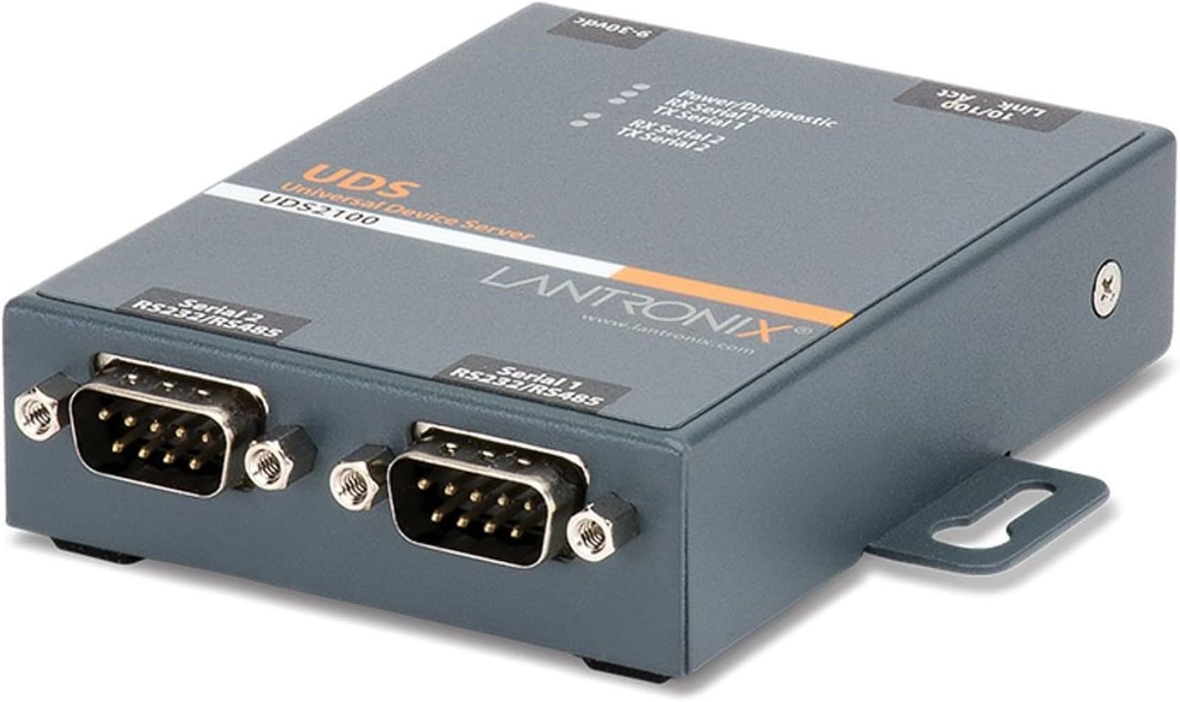 Lantronix UDS1100/UDS2100 Device Server - 1- or 2-Port Serial-to-Ethernet Device Server, RS-232/422/485, 10/100 Ethernet with 15 kV ESD Protection; UDS2100 Supports PoE - UD2100002-01