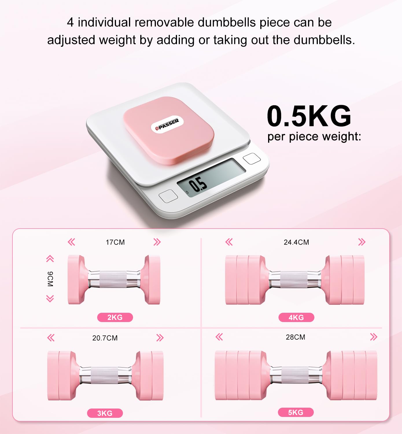 Set di manubri Regolabili da 10 kg, 4 in 1 Set di Pesi Liberi per Donne e Uomini, Allenamento in Palestra a casa per l'allenamento della Forza