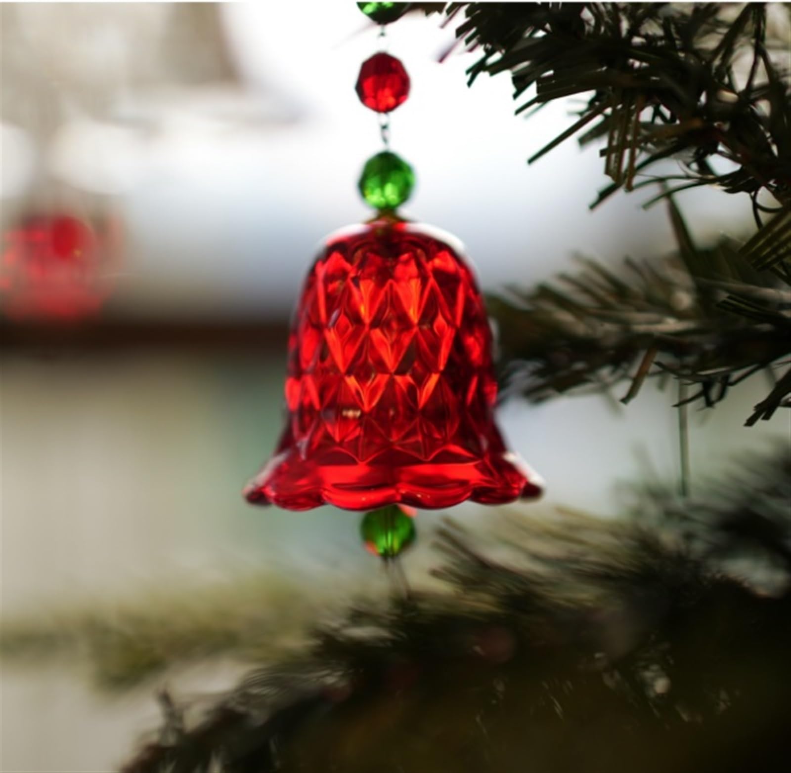 Campanelle Natale Ornamenti Scintillanti di Campane Natale Albero Ciondoli Cristallo for La Decorazione Decorazioni(Rot)