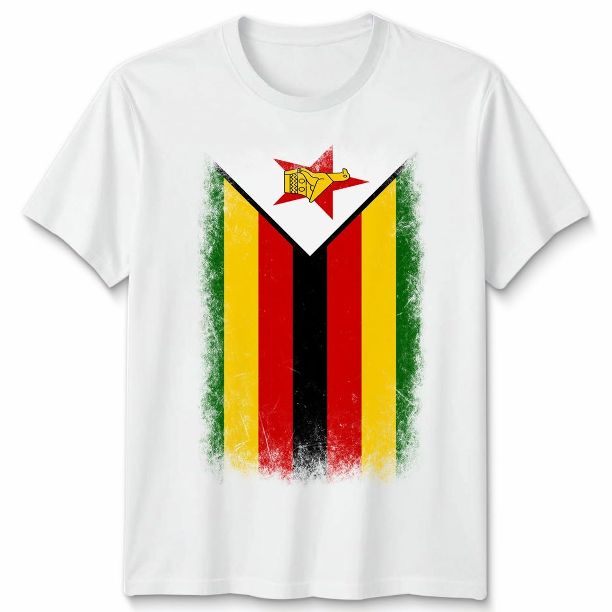 D&T Zimbabwe Faded Flag Unisex T Shirt Zimbabwean Football Jersey Gift Unisex S White