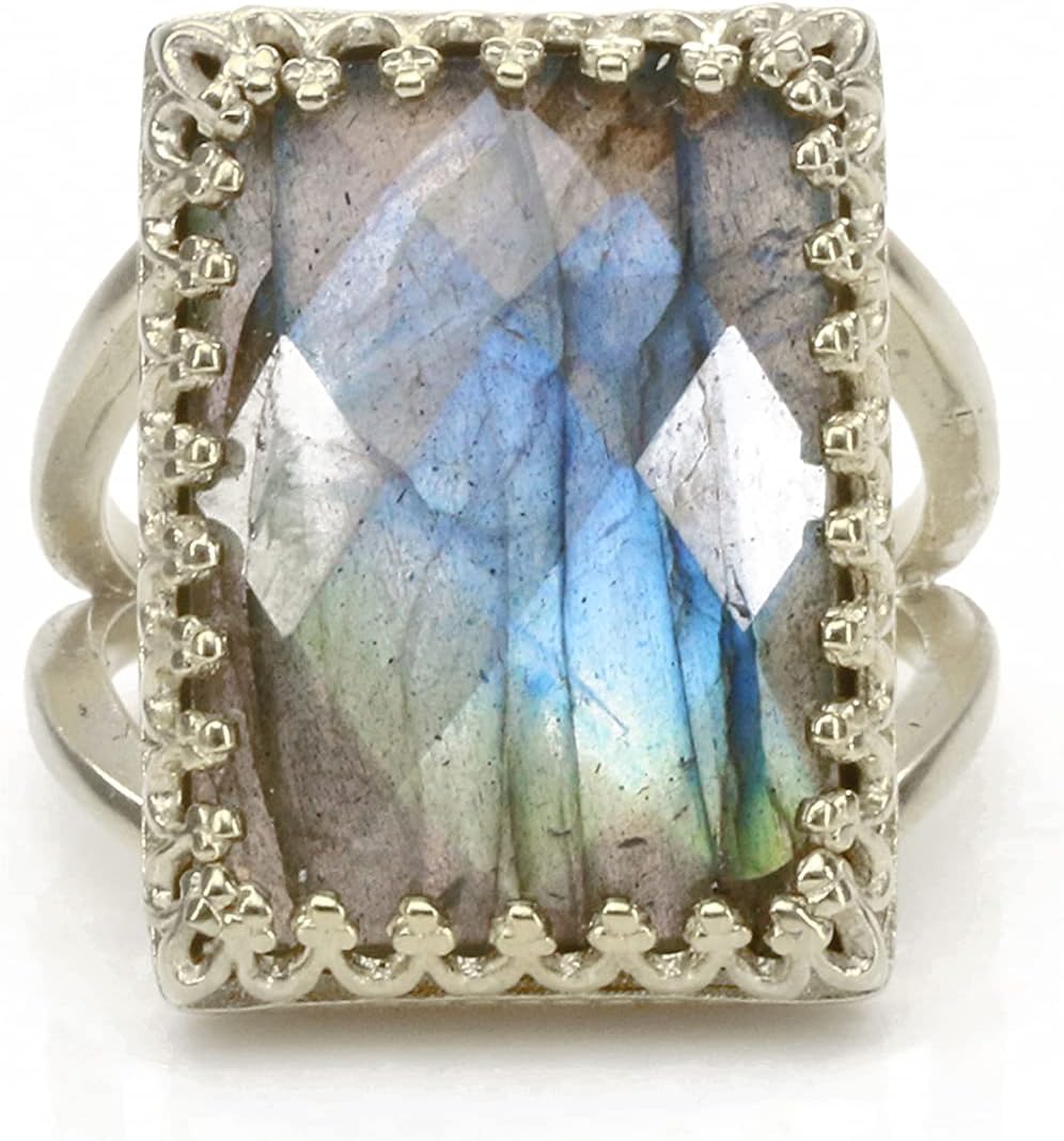 Aura Protection Labradorite Ring - Labradorite in 925 Sterling Silver - Nice Rings for Everyday and Special Occasions - Available in White, Yellow and Rose Gold Ring - Handmade