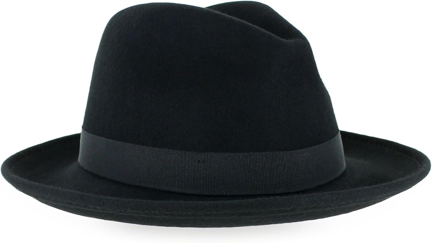Belfry Crushable Dress Fedora Men's Vintage Style Hat 100% Pure Wool in Black Blue Grey Pecan Brown and Striped Bands (US, Alpha, Large, Black) - Image 4