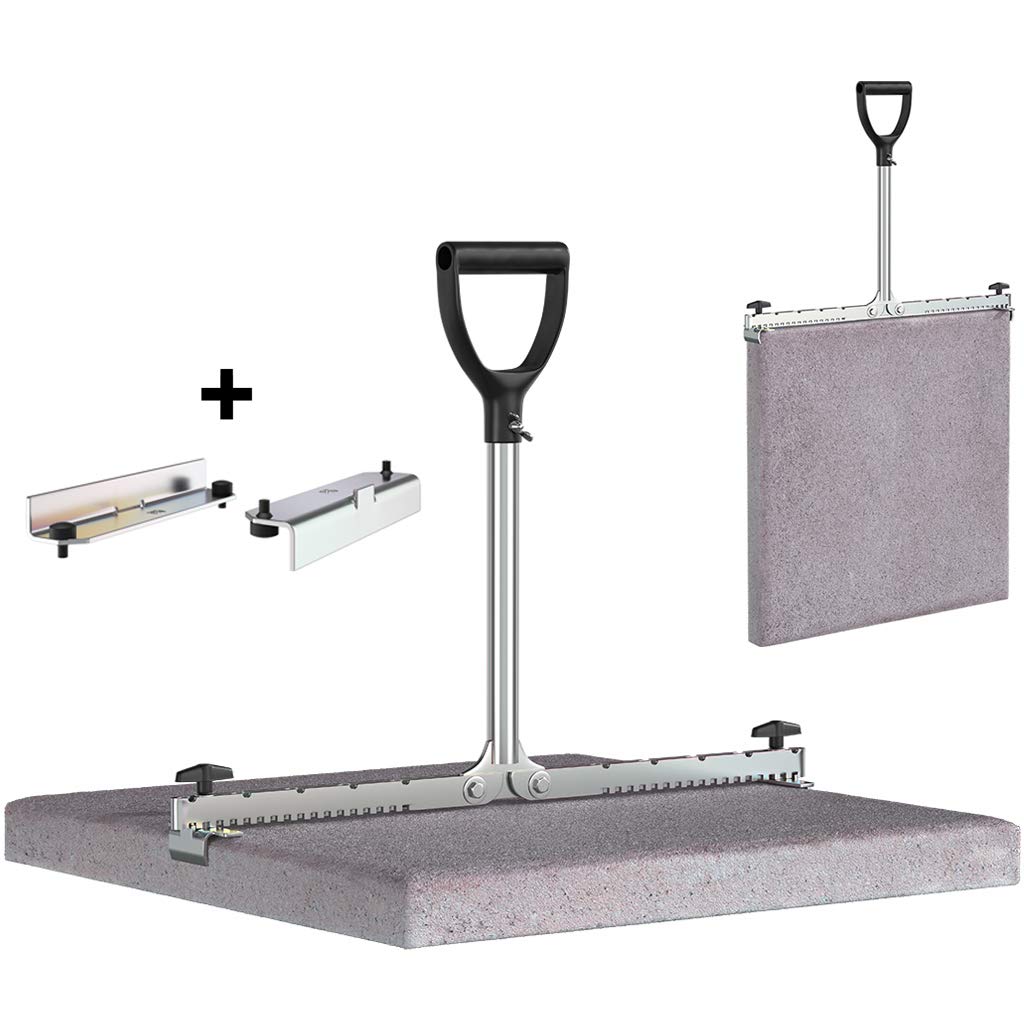 LANGFIT® Plattenheber 30 bis 62cm SET - Rückenfreundlich durch extra langen Griff - Made in Germany - MS-PH2062L-H2 (Plus extra Fliesen-Haltebacken für schmale Fugen*)