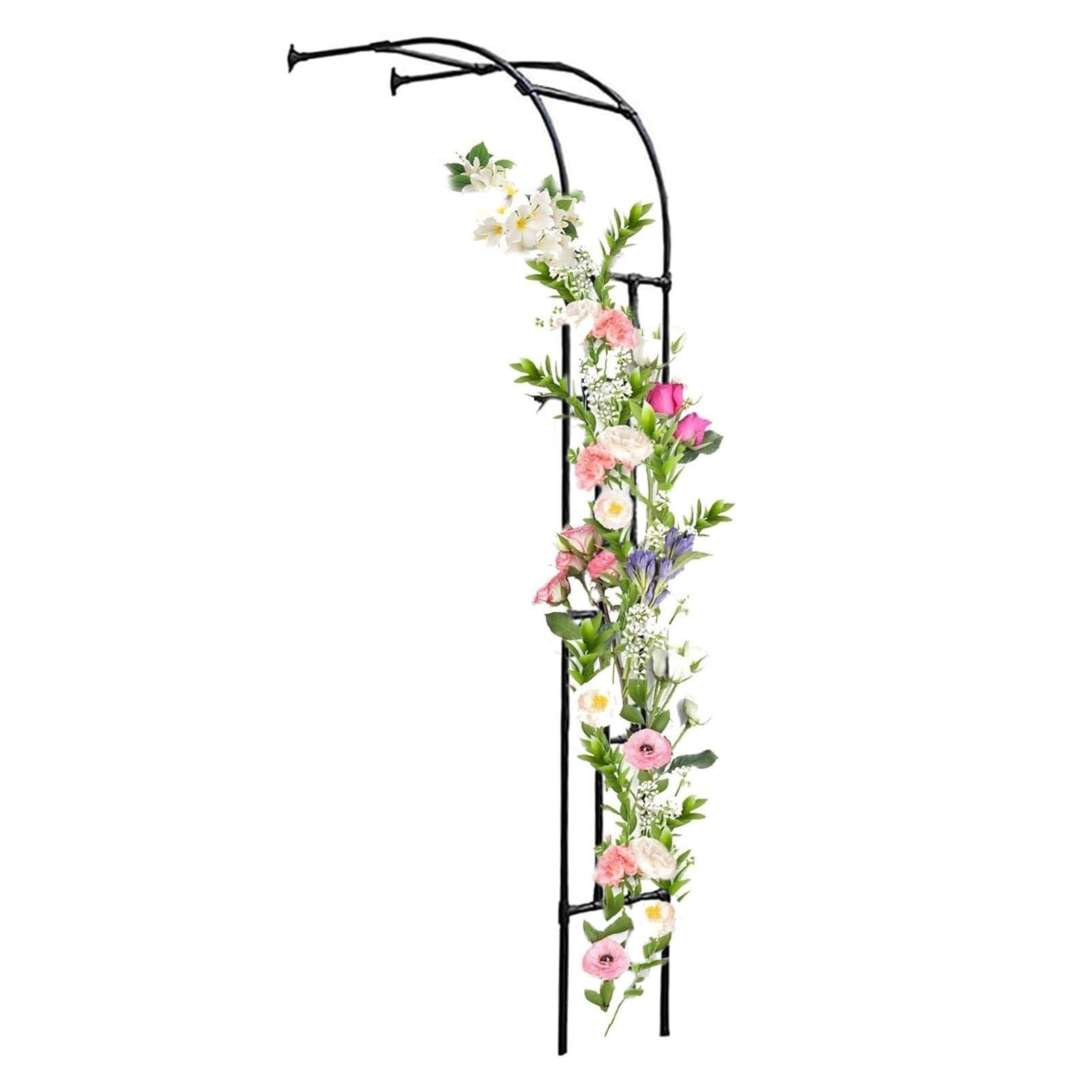 Pergola en treillis métallique tuteur de rosier grimpant
