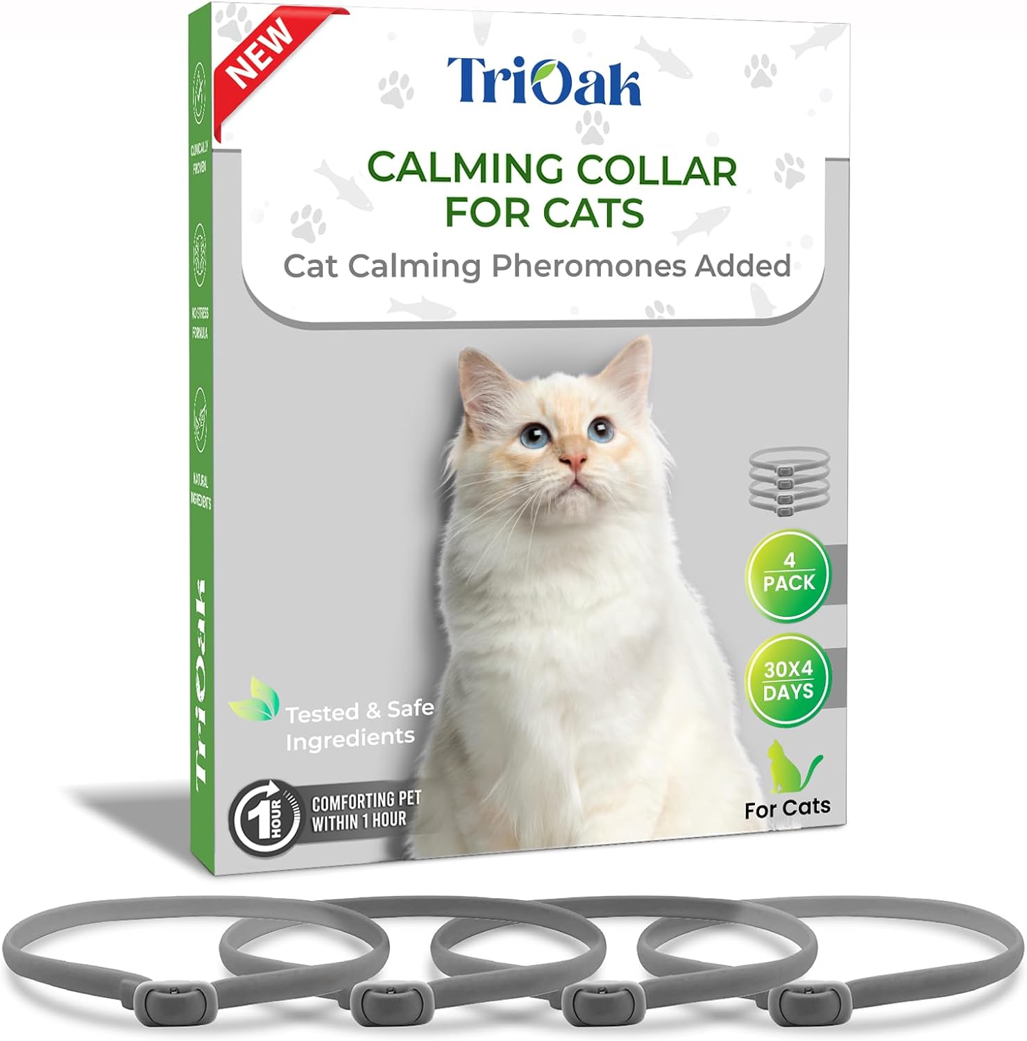 TriOak Calming Collar for Cats 4 Pack Cat Calming Collar