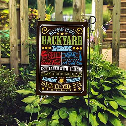 Chengxun HYQ1307 Welcome To Our Backyard Garden Flag Welcome Sign Home Yard And Outdoor Decor Double Sided 12.5*18 Inch Flag thumb #2