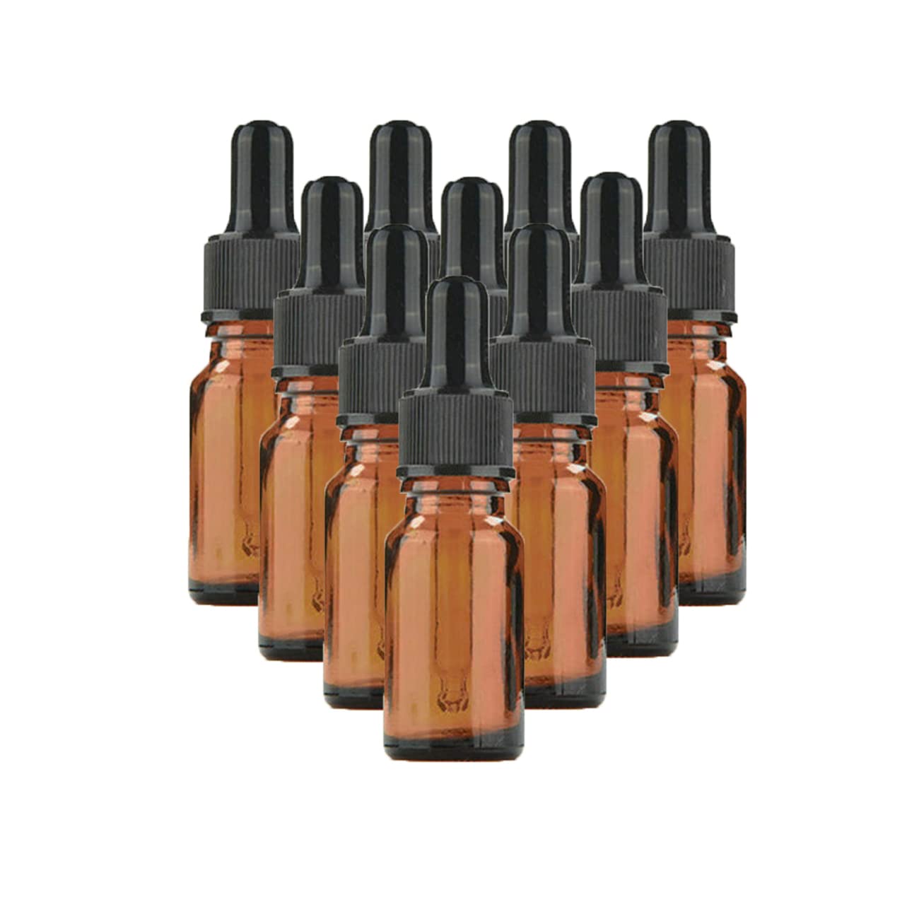 10Pcs Amber Glass Dropper Bottles With Black Caps, 15ML Glass Eye Dropper Bottles for Essential Oil Pipette Refillable
