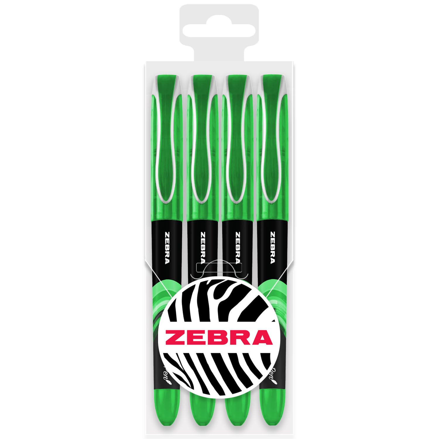Zebra Fuente - Disposable Fountain Pen - 1.0mm Fine Nib 0.6mm Line Width - In Envelope Gift Packaging - Pack of 4 (Green)
