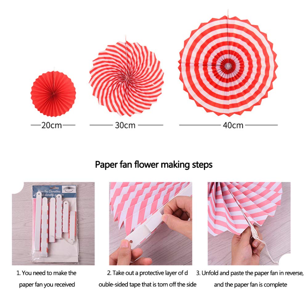 Kit de globos for fiesta de bodas de cumpleaños, decoraciones, 6 piezas de abanicos de papel colgantes, decoraciones de abanicos de papel tisú, decoraciones de arcoíris, papel colgante, decoraciones d