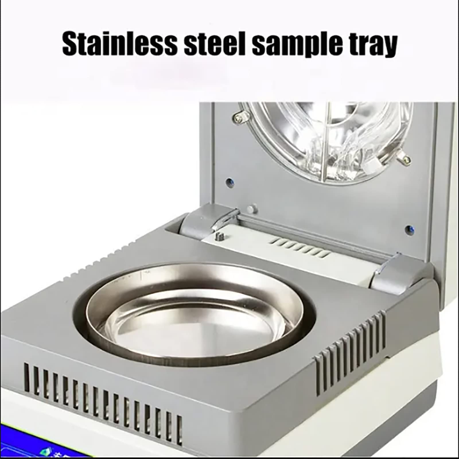 Analizador de humedad medidor de laboratorio con calefacción halógena, bandeja de muestra de aluminio, capacidad de 50 g, legibilidad de 0,005 g, control de 60-160 °C, dos modos de secado para