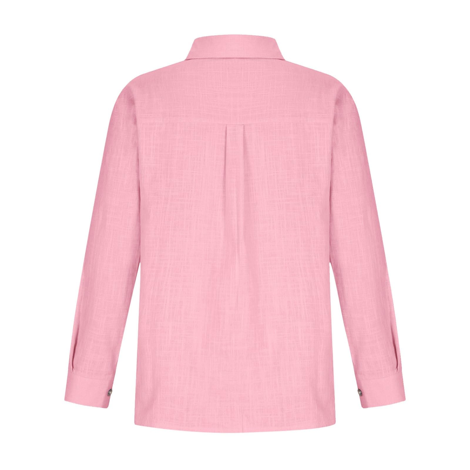 Camisa de lino con botones para mujer, para verano, color liso, manga larga, cuello y playa, de algodón, a la moda, para primavera, muselina, ropa de gran tamaño, casual, de gasa, para mujer
