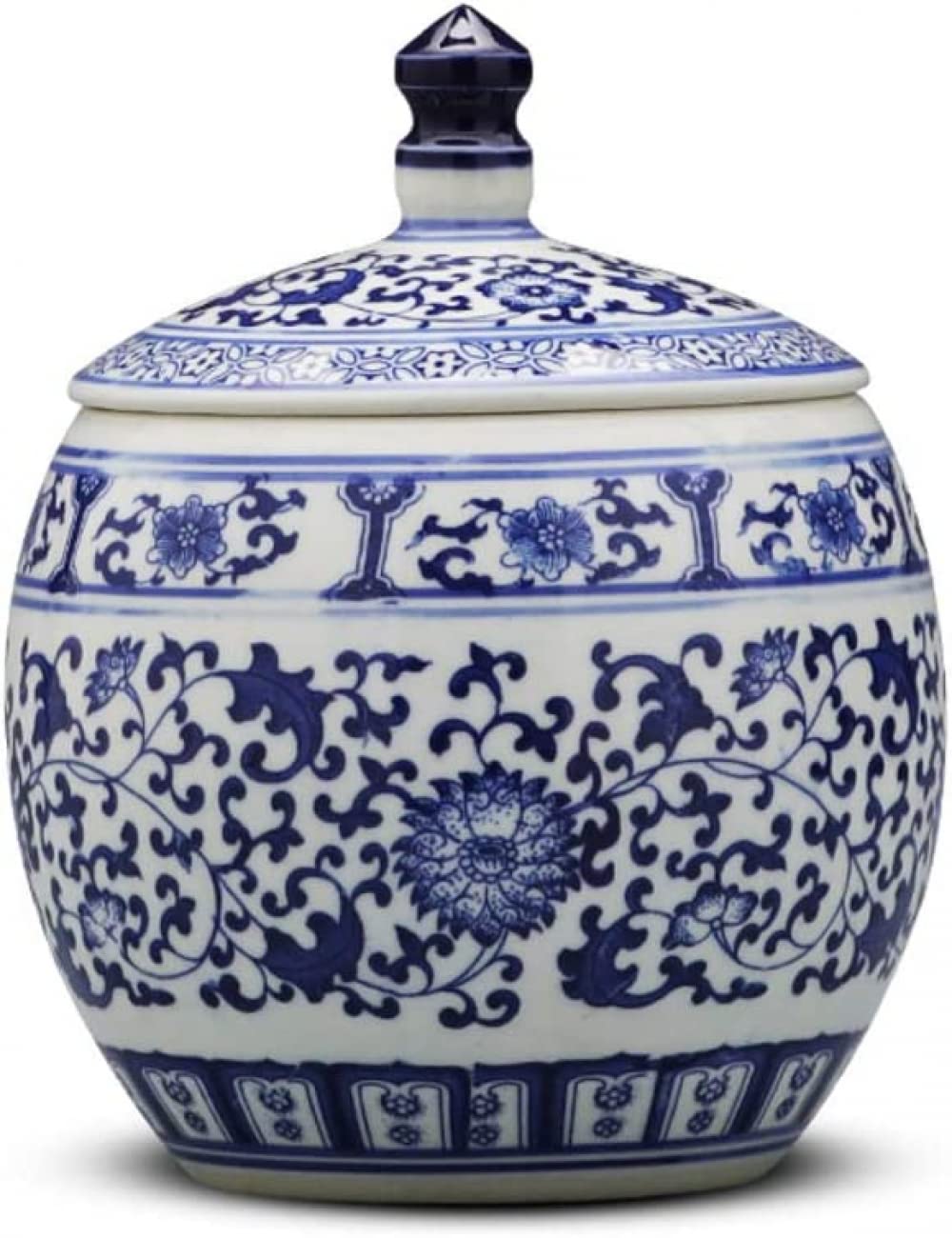 Chinese Traditional Ceramic Vases Antique Porcelain Vase Ceramic Flower Vases Blue and White Temple Jar Vase China Ming Style-H