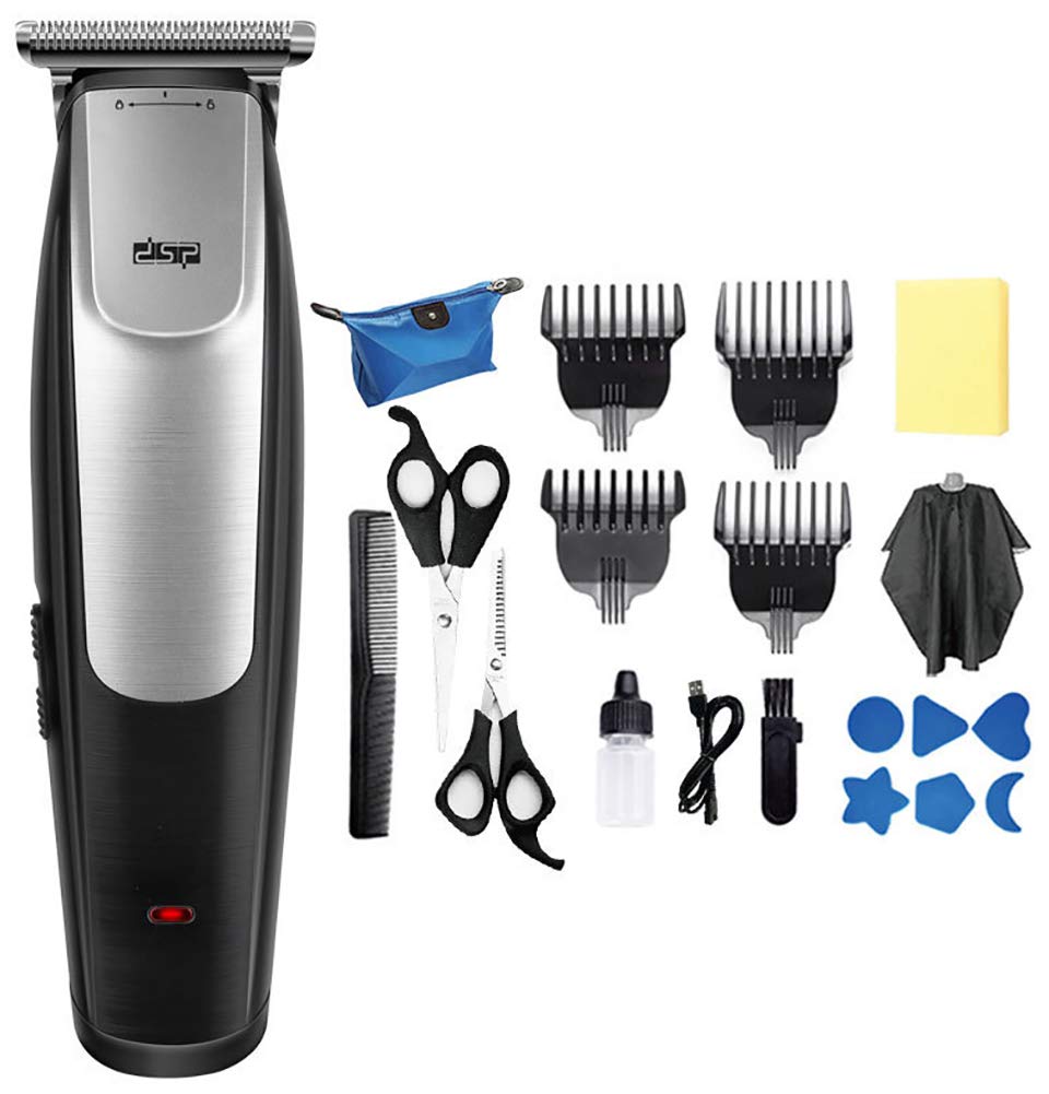 Onfashion Adult Hair Clippers Cordless Haircut Kit Rechargeable Hair Trimmer Haircut Grooming kit with 4 Combs & Hairdressing Cape & Carrying Bag Waterproof Haircut Barber Trimmer Kit Silver
