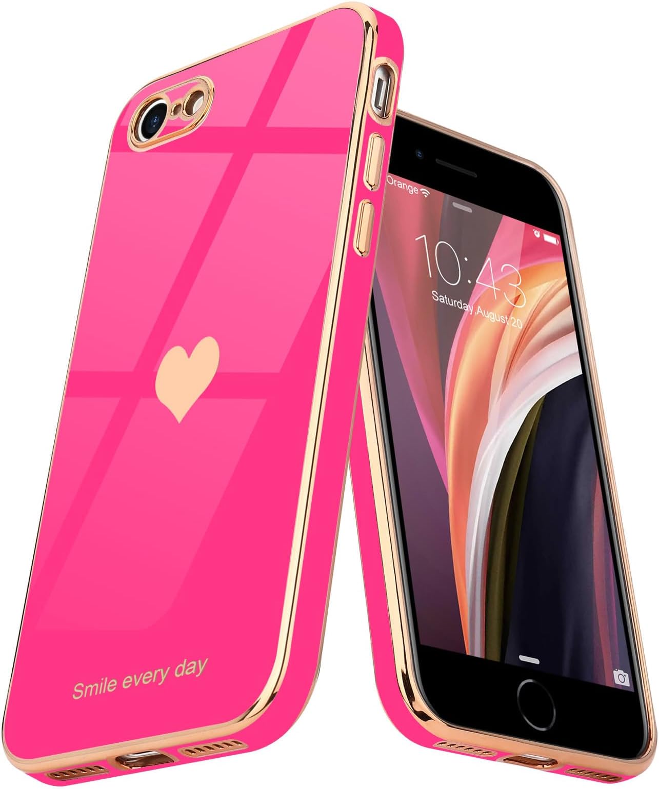Teageo for iPhone SE 2020/2022 Case, for iPhone 7 Case, for iPhone 8 Phone Case for Women Girl Cute Love-Heart Luxury Bling Soft Cover Camera Protection Bumper Silicone Shockproof Case, Hot Pink | for Women Girl, Cute, Love-Heart, Luxury, Bling, Soft Cover