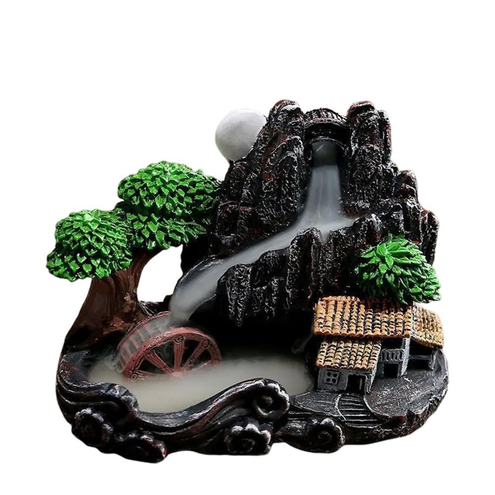 CTRLZS High Mountain Flowing Waterfall Backflow Incense Burner Home Fragrance Diffuser Incense Burner Decoration,F