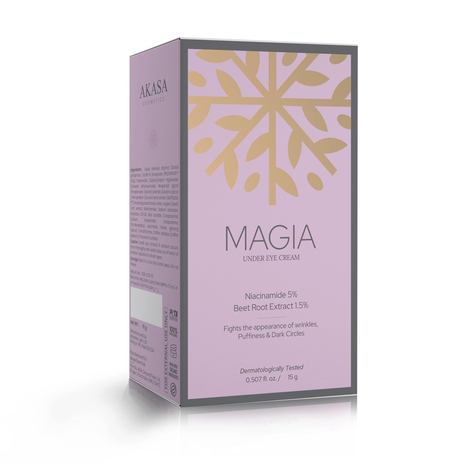 magia under eye cream, 15g, 5% niacinamide, 1.5% beet root extract, for dark circles and puffiness