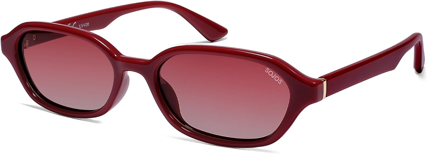 SOJOS Retro Rectangle Polarized Sunglasses for Women Men Trendy Hexagon Narrow Chic Y2K Sunnies SJ2629