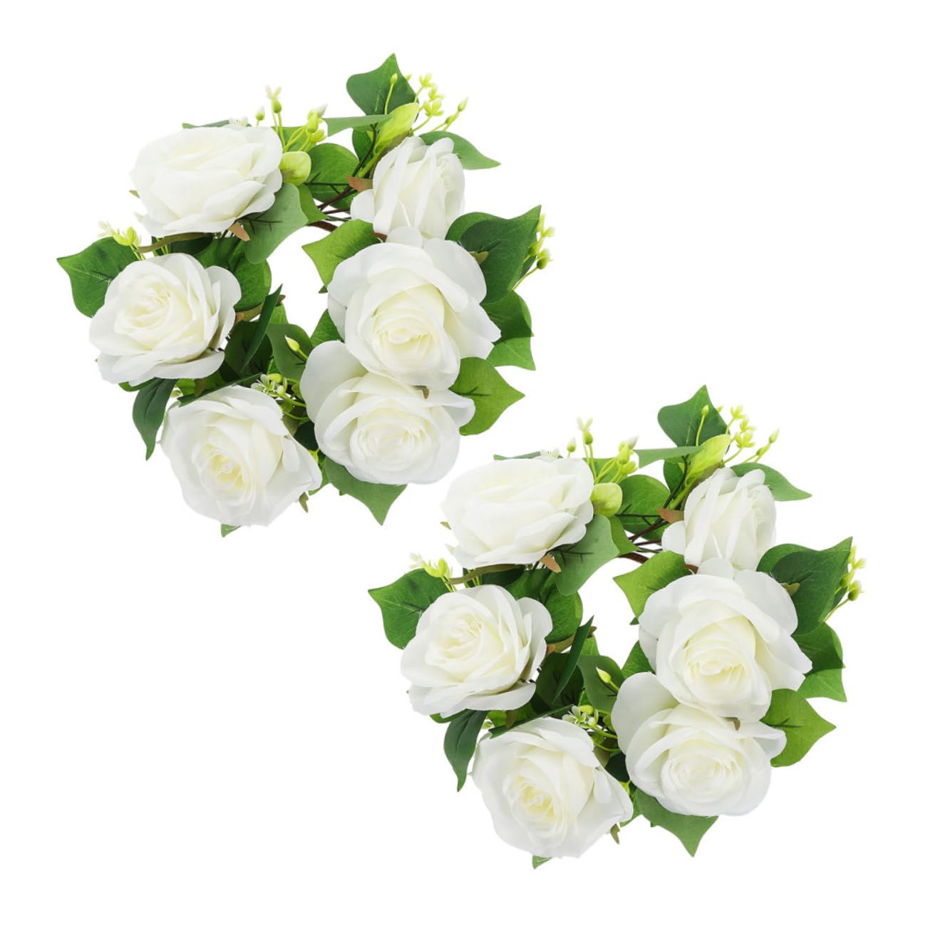 XFSRG 4 Pièces Guirlandes Bougie Communion Decoration Anneaux De Bougies Feuilles Anti Gouttes Artificielle 3-6 Cm Diamètre Pour Baptême Mariage(#1