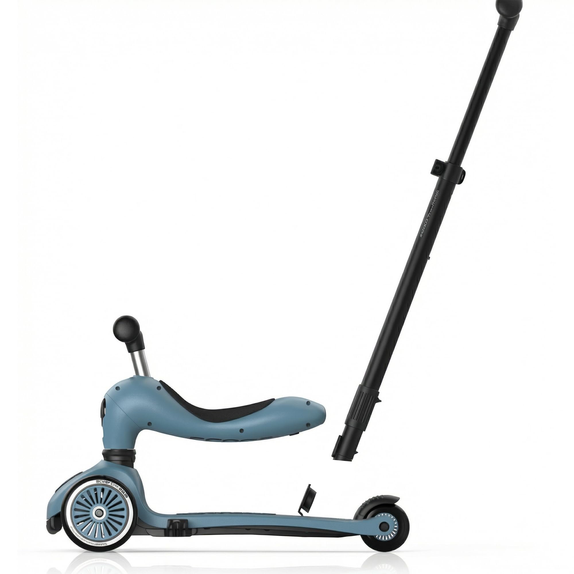 Scoot and Ride Highwaykick 1 Push & Go Steel personalisierbar – 2-in-1 mit Sitz & Schiebestange – höhenverstellbar – für Kinder 1–5 Jahre – mit Namen personalisiert