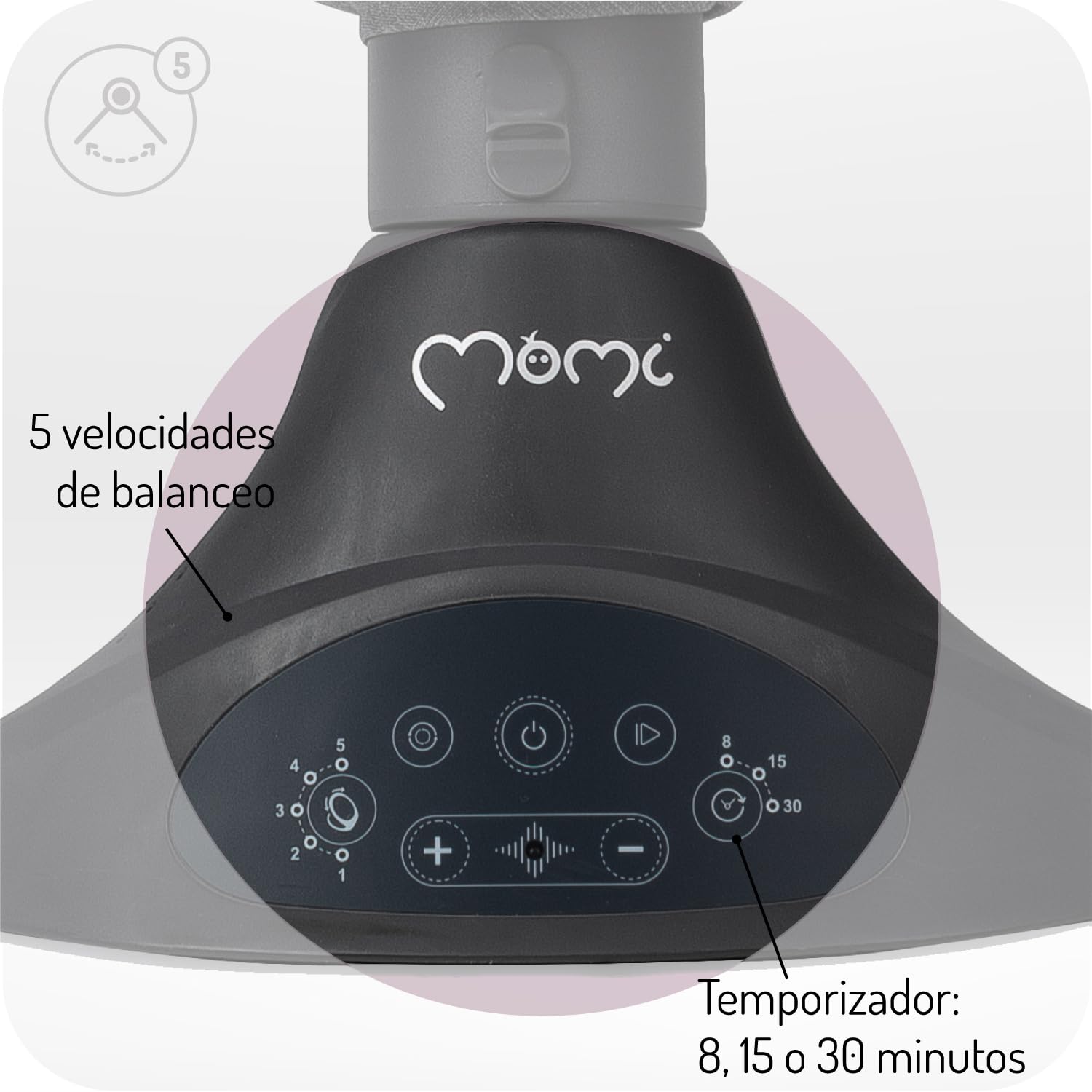 MoMi KENANI Mecedora para Niños hasta 9 kg, Plegable, con Mando a Distancia y Bluetooth, Funciona con Pilas/Electricidad, Arnés 5 Puntos, Visera Solar