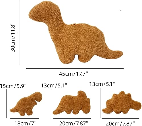 Miniatura 2 de Juego de 4 piezas de peluche con pepita de dinosaurio, suave, con cremallera, con 3 pequeños animales de peluche de pepita de pollo, juguetes de