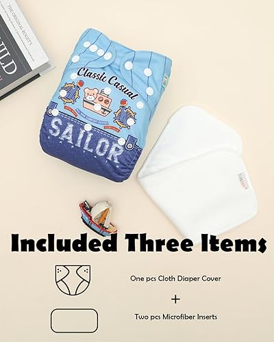 Miniatura 5 de ALVA BABY AMD155-2T - Pañales de tela para bebé, talla única, lavables, reutilizables, para niñas y niños, 1 paquete con 2 rellenos