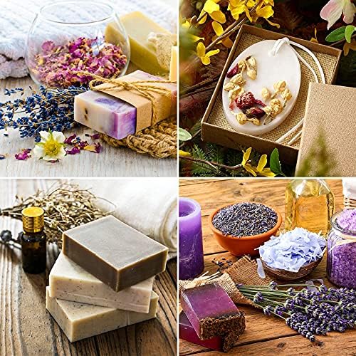 Xruison Natural Dried Flowers Herbs Kit Lavender Rose Lily Jasmine Forget-me-not 15 Packs Dried Petals for DIY Crafts Resin Art Bath Bombs Soap Candle Making