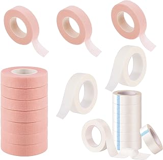 CAVLA 20 Rolls Eyelash Tape, Non-Woven Lash Tape, Breathable Micropore Eyelash Isolation Tape, Adhesive Fabric Tape for Eyelash Extension Supply, 0.5" x 10 Yard Each Roll (Pink, White)
