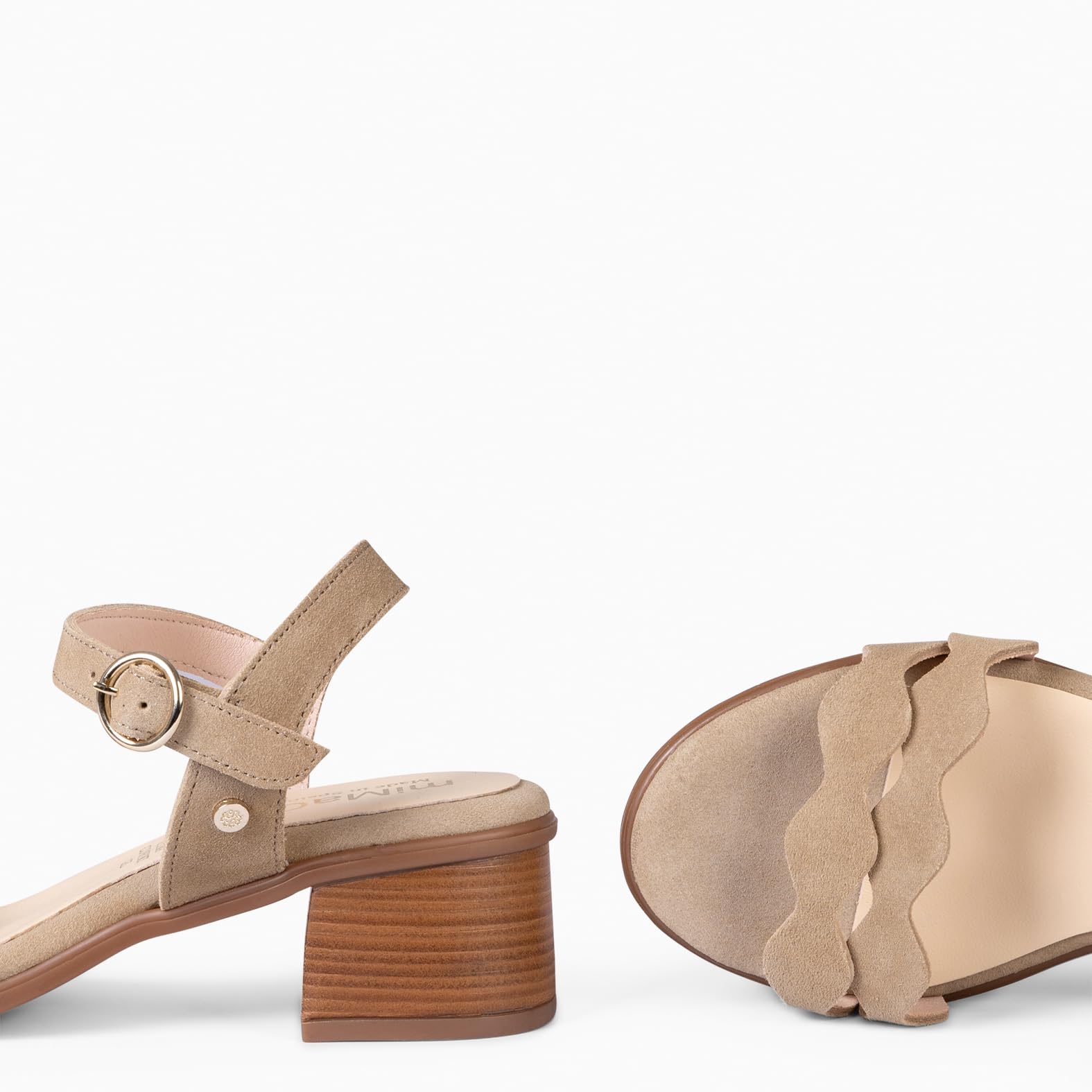 miMaO. Sandalias elegantes tacón bajo en piel. Diseñado y fabricado en España