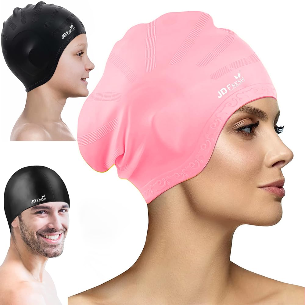JD FRESH Silicone Swimming Cap for Men & Women/Keeps Hair Clean and Ears Protected/Unisex Swim Caps//Caps for Long/Braided/Thick Hairs/Swimming Cap (Pink) (B0D5Y34XN3) Amazon Price History, Amazon Price Tracker