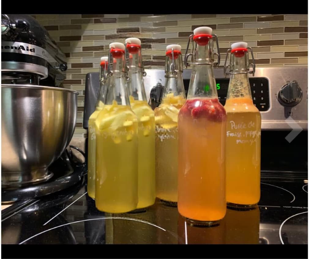 Easy Cap Beer Bottles - Kombucha Bottles - 16 oz. - Clear flip top 6 pack - EZ Cap Original Cherry Blossom Hardware
