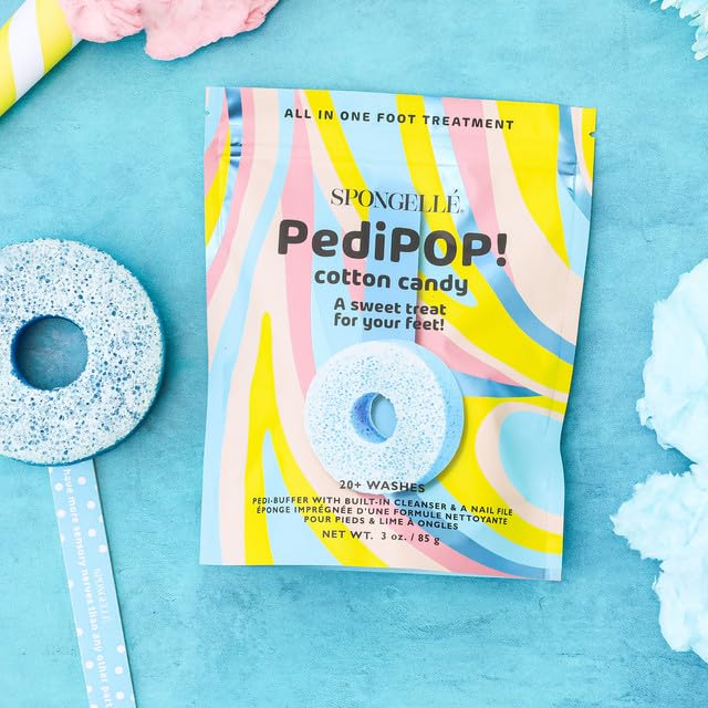 Infused sponge & pedicure nail file Pedi Pop Buffer cotton candy (20+ uses) Spongellé 85g - Image 2